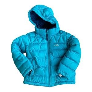LLBEAN Jacket Coat Down Blue Fleece Lined Hooded Hoodie Sweatshirt.